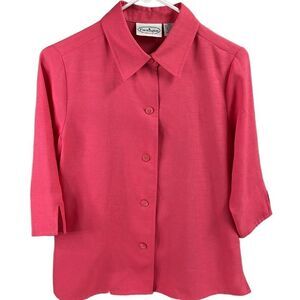 PATCHINGTON Vintage Petite  Tailored  Button Up 3/4 Sleeve Blouse Top PS Coral